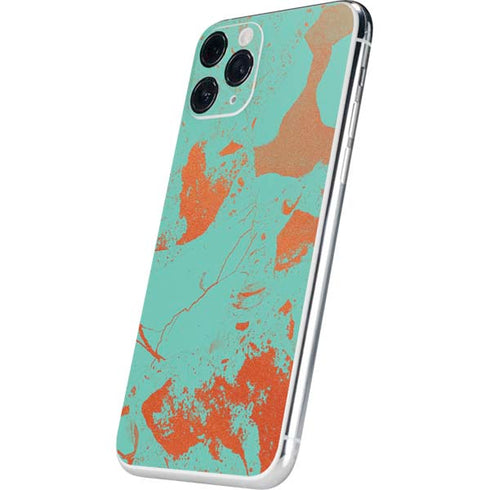 Turquoise and Orange Marble iPhone 11 Pro Skin